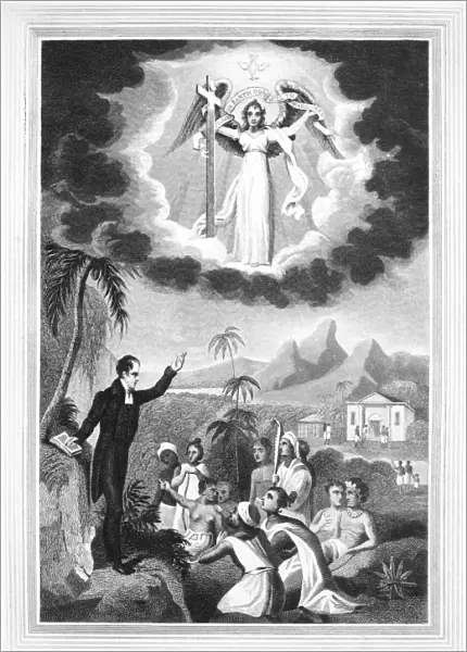 MISSIONARY, 1832. The Gospel Preached to the Heathen. Steel engraving, American, 1832