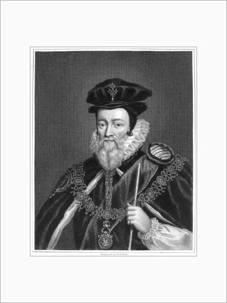 WILLIAM CECIL BURGHLEY (1520-1598). William Cecil, 1st Baron Burghley. English statesman. Steel engraving, English, 1849, after the painting attributed to Marcus Gheeraerts the Younger, c1585