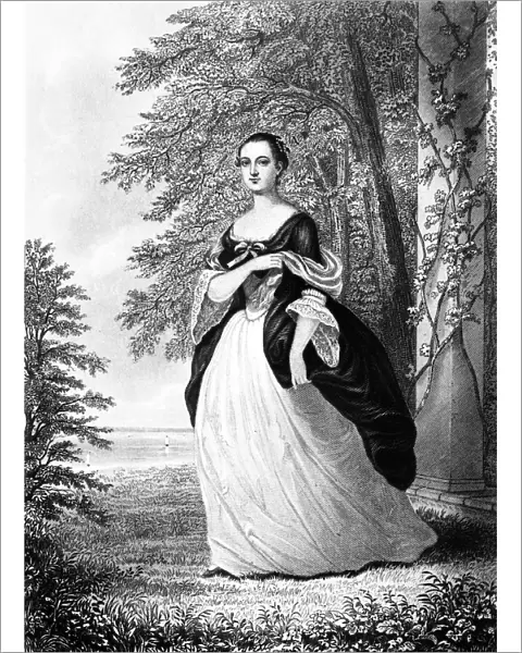 MARTHA WASHINGTON (1732-1801). Wife of George Washington. Engraving, 19th century