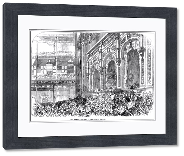 HANDEL FESTIVAL, 1868. The great George Frederick Handel music festival at the Crystal Palace, London, England, in 1868. Wood engraving from a contemporary English newspaper
