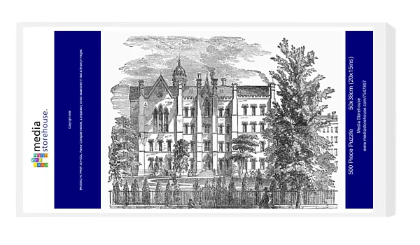 BROOKLYN: PREP SCHOOL. Packer Collegiate Institute, a preparatory school established in 1845 at Brooklyn Heights, Brooklyn. Wood engraving, c1850