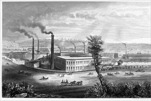 VERMONT: FACTORY, c1860. E. & T. Fairbanks and Co. Scale Manufactory at St. Johnsbury, Vermont. Steel engraving, mid-19th century