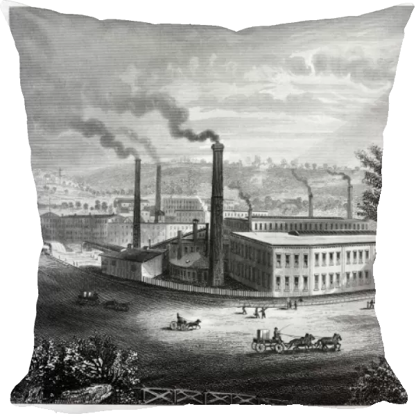 VERMONT: FACTORY, c1860. E. & T. Fairbanks and Co. Scale Manufactory at St. Johnsbury, Vermont. Steel engraving, mid-19th century
