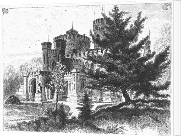 NEW YORK STATE: CASTLE. The Castle, residence of William B. Hatch, in Tarrytown, New York. Wood engraving, c1876
