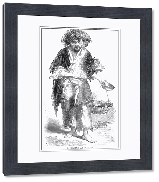 MACAO: BEGGAR, 1859. A beggar in Macao, the Portuguese colony on the coast of China. Wood engraving, English, 1859