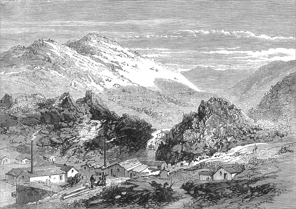 NEVADA: SILVER MINES, 1862. View of the silver region in Washoe, Nevada. Wood engraving, English, 1862