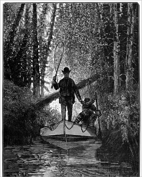 TROUT FISHING, 1882. Trout Fishing on Long Island. Line engraving after a drawing by Gaston Fay, 1882