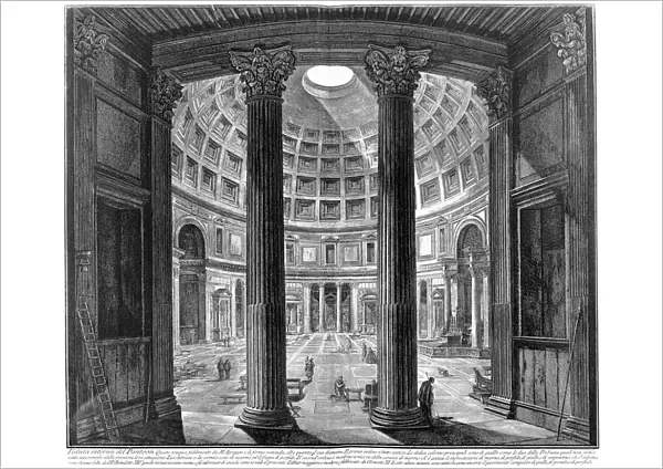 ROME: PANTHEON. Interior of the Pantheon in Rome. Etching and engraving by Giovanni Battista Piranesi, c1756