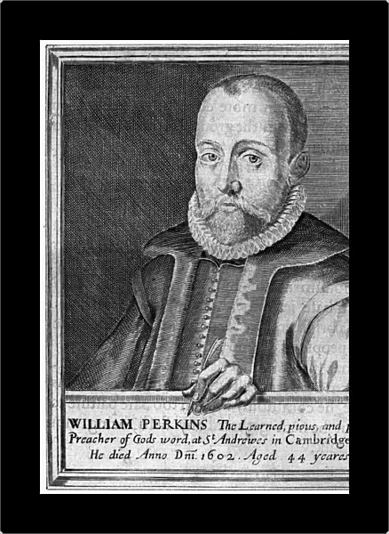 WILLIAM PERKINS (1558-1602). English Puritan theologian. Copper engraving, English, 17th century