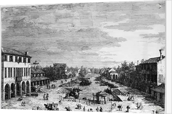 ITALY: MESTRE. The town of Mestro in Veneto, Italy. Line engraving by Giovanni Antonio Canal or Canaletto, 18th century