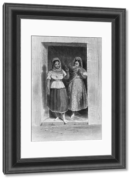 MEXICO: WOMEN. Women smoking in a doorway in a Mexican village. Engraving by A. Halbert, adapted from a drawing by Don Carlos Nebel, early 19th century
