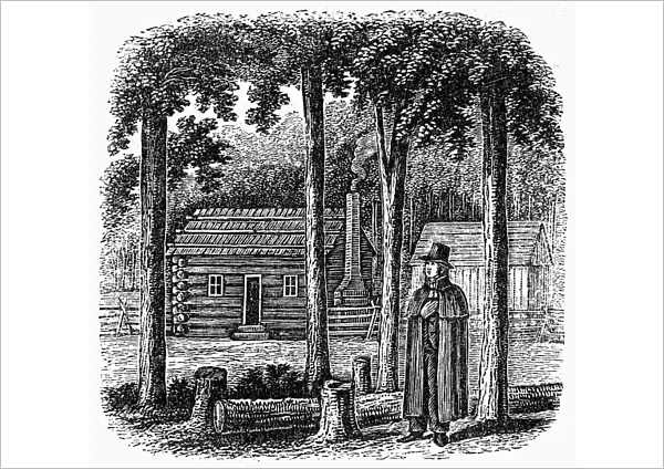 PRINCE DEMETRIUS AUGUSTINE GALLITZIN (1770-1840). Russian-born Roman Catholic priest and missionary. Gallitzin at Loretto, Pennsylvania. Line engraving, 19th century