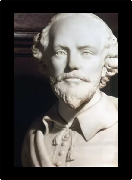 WILLIAM SHAKESPEARE (1564-1616). English dramatist and poet. Marble bust, 19th century, by John Quincy Adams Ward
