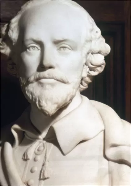 WILLIAM SHAKESPEARE (1564-1616). English dramatist and poet. Marble bust, 19th century, by John Quincy Adams Ward