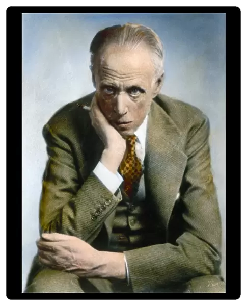 SINCLAIR LEWIS (1885-1951). American novelist. Oil over a photograph, n. d