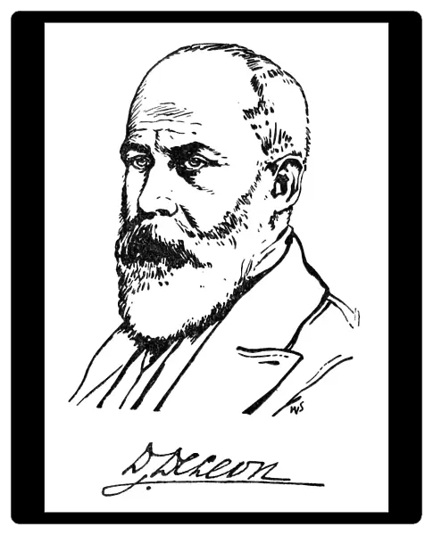 DANIEL DE LEON (1852-1914). American (Dutch-born) Socialist leader and writer. Pen drawing by Walter Steinhilber