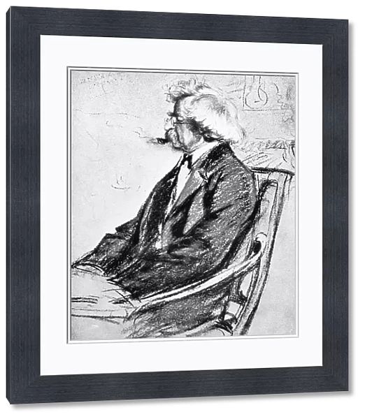 SAMUEL LANGHORNE CLEMENS (1835-1910). Mark Twain. American writer and humorist. Pastel by Everett Shinn, 1902