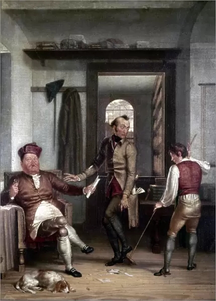 AUTHOR & BOOKSELLER, 1811. The Poor Author and the Rich Bookseller. Oil on canvas, 1811, by Washington Allston