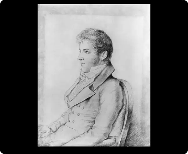 WASHINGTON IRVING (1783-1859). American writer. Pencil drawing by John Vanderlyn, 1805