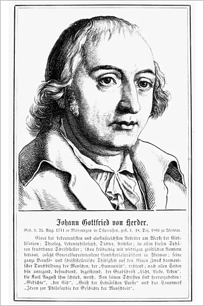 JOHANN GOTTFRIED von HERDER (1744-1803). German philosopher and writer. Wood engraving, German, 19th century