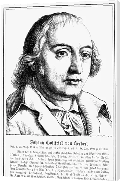 JOHANN GOTTFRIED von HERDER (1744-1803). German philosopher and writer. Wood engraving, German, 19th century