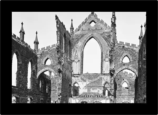 CIVIL WAR: CHARLESTON, 1865. Ruins of a Roman Catholic cathedral in Charleston, South Carolina, after the attack by General William Tecumseh Sherman. Photograph by George Barnard, April 1865