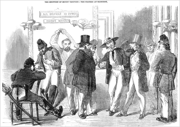 CIVIL WAR: TRENT AFFAIR. The capture of American commissioners James M. Mason and John Slidell by USS San Jacinto on 8 November 1861 being discussed in a bar in Washington, D. C. Wood engraving from a contemporary English newspaper