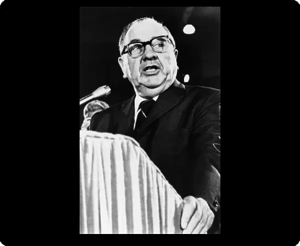 RICHARD J. DALEY (1902-1976). American politician. Mayor Daley addressing a session of the Platform Committee of the Democratic National Convention in Chicago, Illinois, 23 August 1968