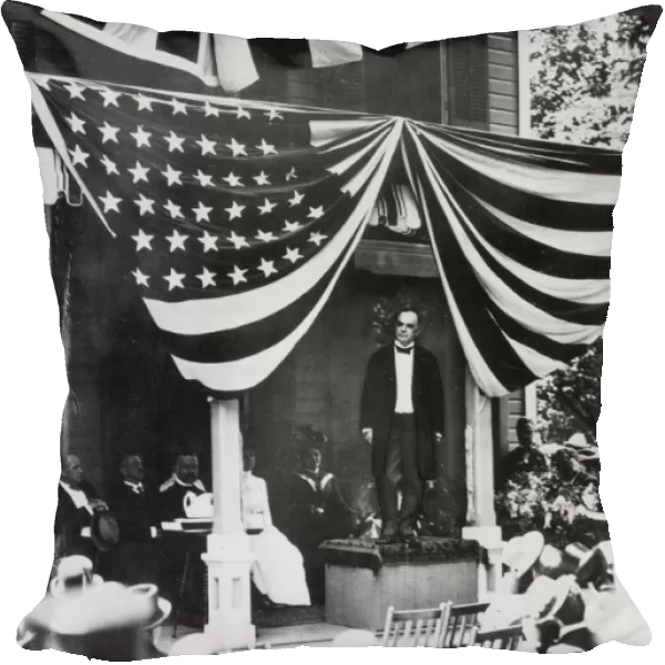 WILLIAM McKINLEY (1843-1901). 25th President of the United States. Photographed making his Presidential nomination acceptance speech from the front porch of his home in Canton, Ohio, in 1896