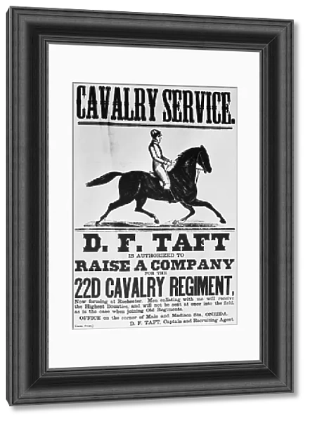 CIVIL WAR RECRUITMENT. Recruitment poster of the 22nd Cavalry Regiment, formed at Rochester, New York during the Civil War