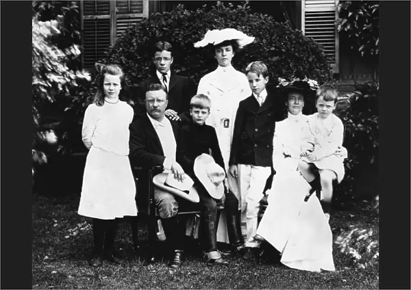 President Roosevelt photographed with his family in 1903, probably at Sagamore Hill, their home at Oyster Bay, New York