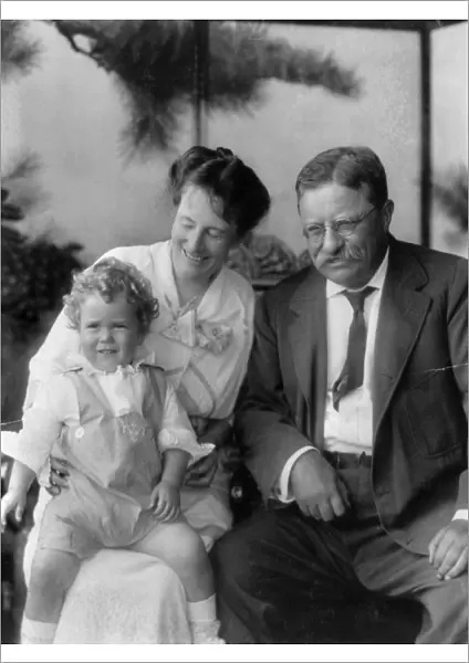 Theodore Roosevelt and his wife, Edith, with their grandson, Richard Derby Jr. Photograph, 1915
