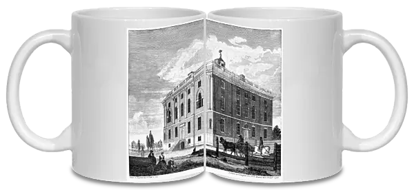 The house intended for the President of the United States. Presidential mansion constructed in Philadelphia in an attempt to persuade Congress to keep the city as the nations permanent capital. No president ever resided in the building. Line engraving, 1799, by William Birch & Son