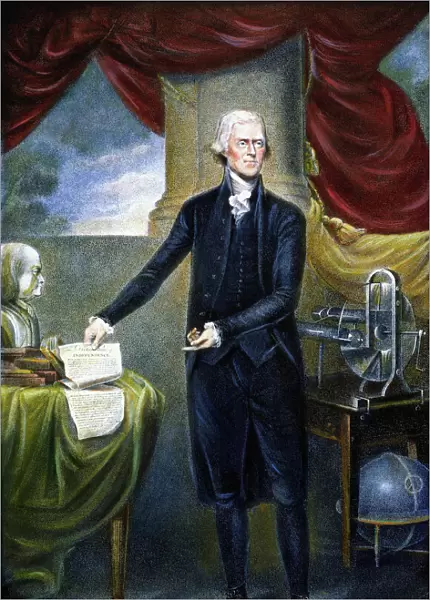 3rd President of the United States. Stipple engraving, c1801, by Cornelius Tiebout