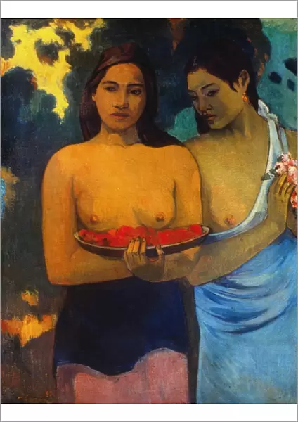 Two Tahitian Women. Oil on canvas by Paul Gauguin, 1899