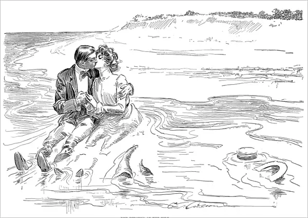 The Turning of the Tide. Pen and ink drawing by Charles Dana Gibson, 1901