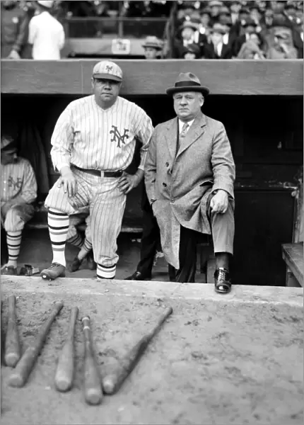 GEORGE H. RUTH (1895-1948). Known as Babe Ruth. American baseball player for the New York Yankees. Photographed with the manager of the New York Giants John McGraw, 1923