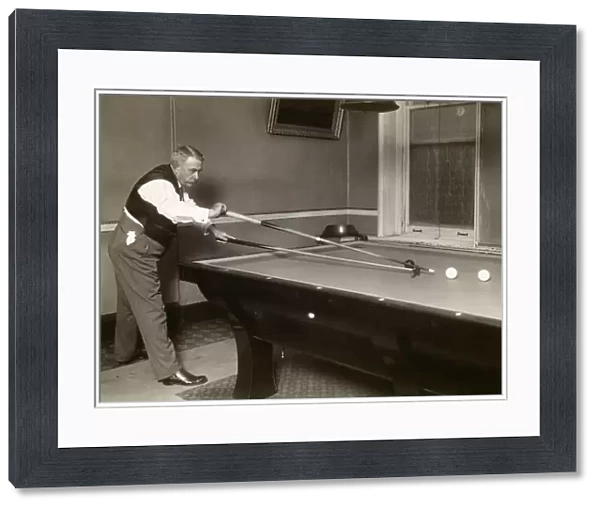 The early 20th century American amateur billiards champion, Edward W. Gardner, a player greatly admired by Mark Twain. Photograph, c1905-1907