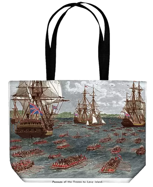 The passage of British troops from Staten Island to Gravesend Bay, 22 August 1776. Wood engraving, 19th century