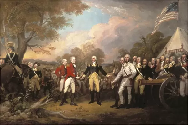 Surrender of British General John Burgoyne at Saratoga, New York, 17 October 1777. Oil on canvas by John Trumbull
