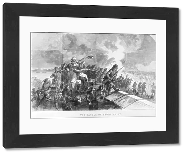 Continental Army soldiers under General Anthony Wayne surprising and capturing the British garrison at Stony Point, New York, on 16 July 1779. American engraving, 19th century