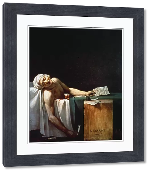 French revolutionary politician Jean-Paul Marat, fatally stabbed in his bath by Charlotte Corday, 13 July 1793. Oil on canvas, 1793, by Jacques Louis David