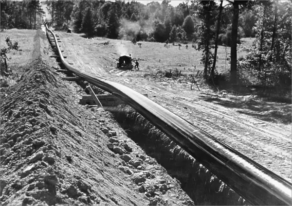 The Big Inch, a petroleum pipeline (at the time the largest in the world) running from Texas to New Jersey, constructed 1942-43 as emergency measures during World War II