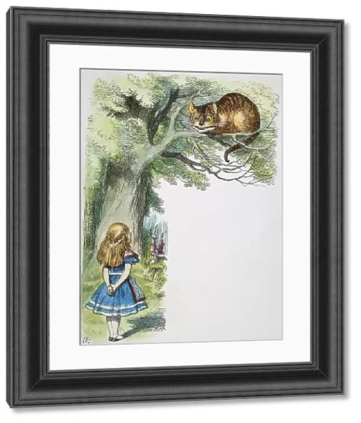 Alice and the Cheshire Cat. Illustration by Sir John Tenniel from the first edition, 1865, of Alices Adventures in Wonderland by Lewis Carroll
