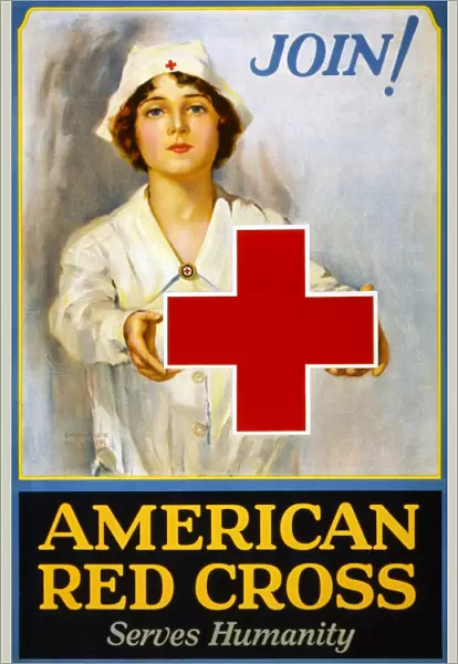 Membership recruiting poster for the American Red Cross during World War I. Print by Wilbur Lawrence, c1917