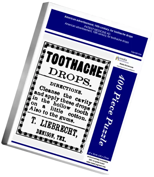 American advertisement, 19th century, for toothache drops