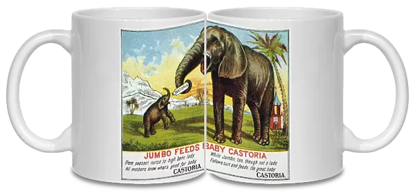 American patent medicine trade card for Castoria, c1882, featuring P. T. Barnums celebrated elephant Jumbo