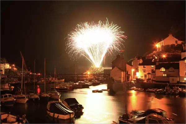 Polperro. Fireworks at Polperro the fishing village in Cornwall