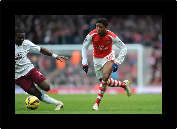 Arsenal vs Aston Villa: Chuba Akpom in Action at the Emirates Stadium, Premier League 2014-15