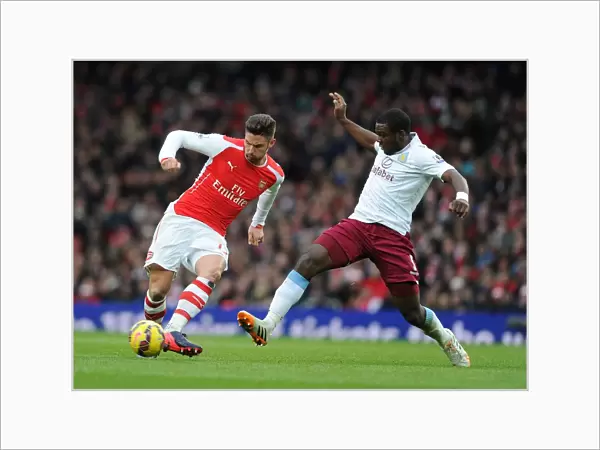 Giroud Outmaneuvers Okore: Arsenal vs Aston Villa, Premier League 2014-15